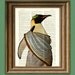 ROMAN EMPEROR PENGUIN with laurel leaf crown and toga illustration beautifully upcycled dictionary page book art print