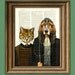 Kennel Gothic Dog and Cat illustration beautifully upcycled dictionary page book art print 'American Gothic'