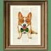 Poindexter the Teacher's Pet Corgi with glasses and bow tie Corgi dog original art vintage dictionary page book art print
