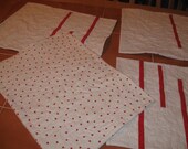 SALE - Quilted Red & White Abstract Placemats -  Art Quilt