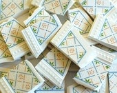 Broken China Mosaic Tiles - Green and Blue Lattice - Recycled Plate