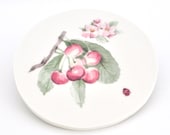 Broken Plate Mosaic Tile - Delicious Fruit - Blossom and Lady Bug