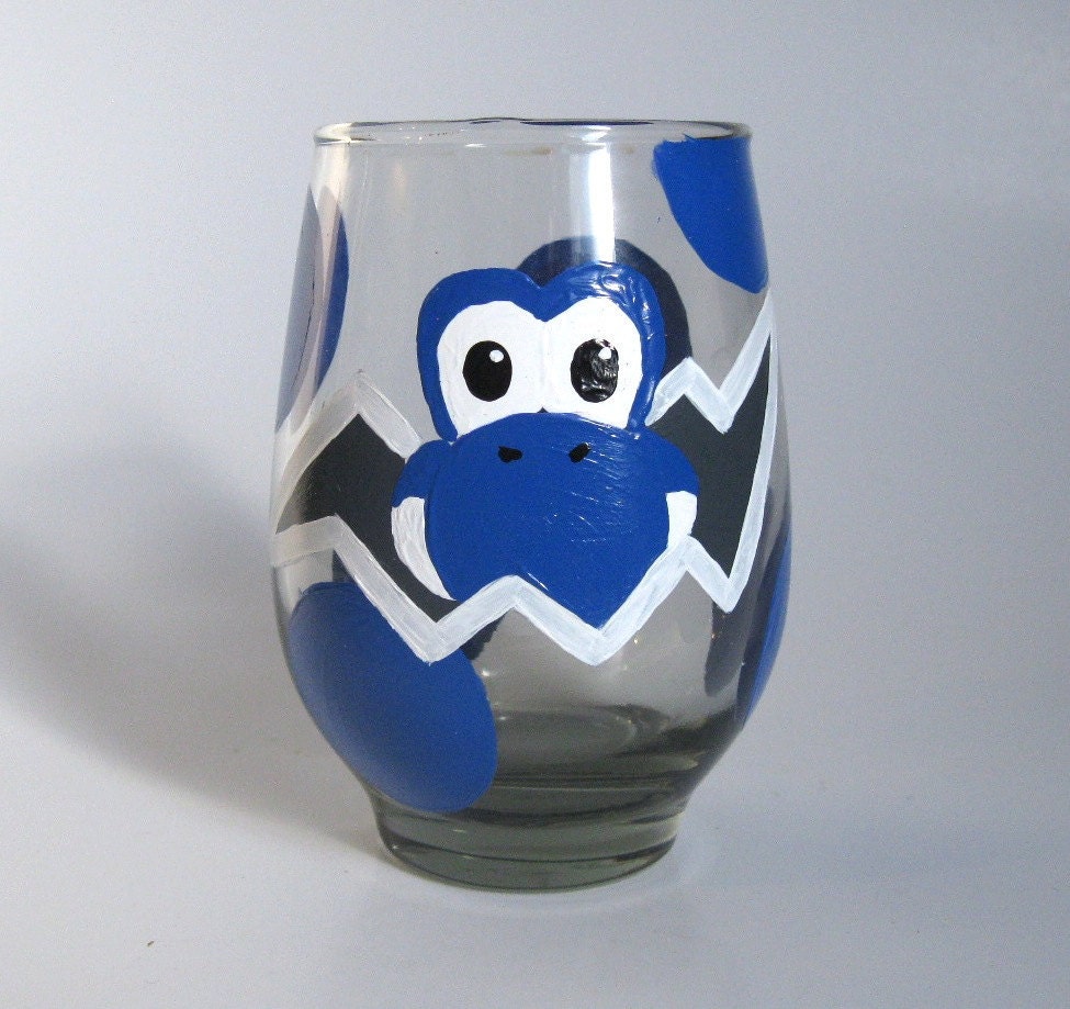 Yoshi Egg Glass- One hand painted Mario Inspired Drinking Glasses