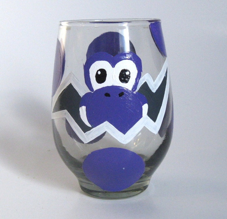 Yoshi Egg Glass- One hand painted Mario Inspired Drinking Glasses