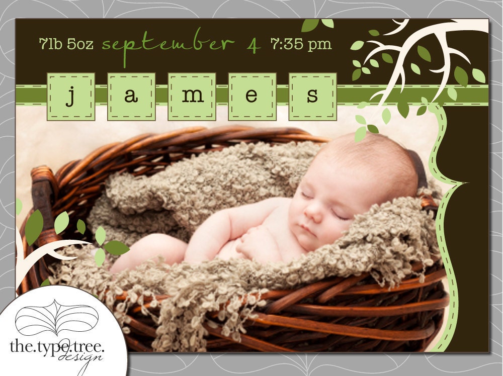 Baby Boy Birth Announcement - Customizable PDF File