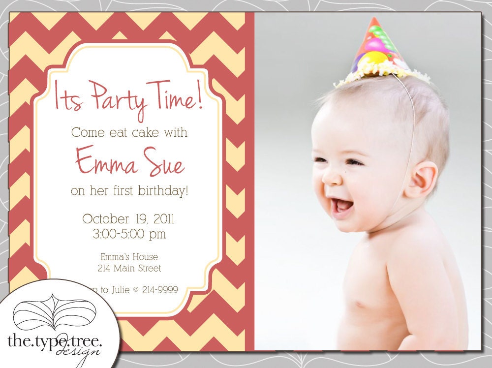 Birthday Party Invitation Chevron Pattern - DIY Customizable PDF File