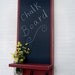 Chalkboard with Shelf Jar Vase and Key Hooks