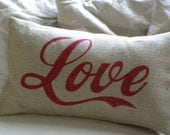 Burlap love lumbar pillow cushion cover perfect for Valentine's Day