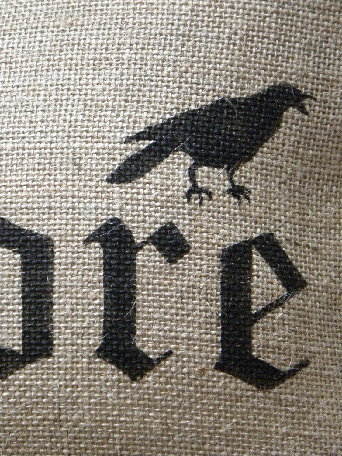 Halloween crow raven edgar allan poe burlap pillow cover