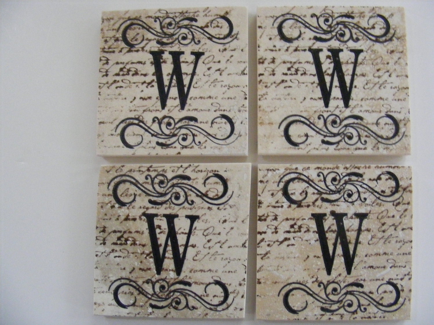 Personalized Monogram Tile Coasters Set by whimsycreationsbyann