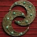 Large Sterling Silver Turquoise Crescent Hoop Earrings