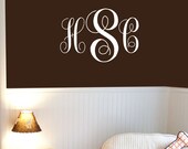 XL 18x27 SCRIPT MONOGRAM wall decal vinyl lettering sticker (w00930)