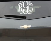 10x12 MONOGRAM Car Decal (3 Initial Design) vinyl monogram letter automotive sticker (W00931)