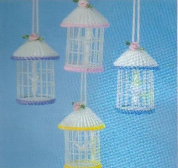 KIT Bird Cage Ornaments PLASTIC CANVAS kit by KristinesPatterns