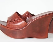 Vintage Wedge Heels/ Brazilian Leather Size 6