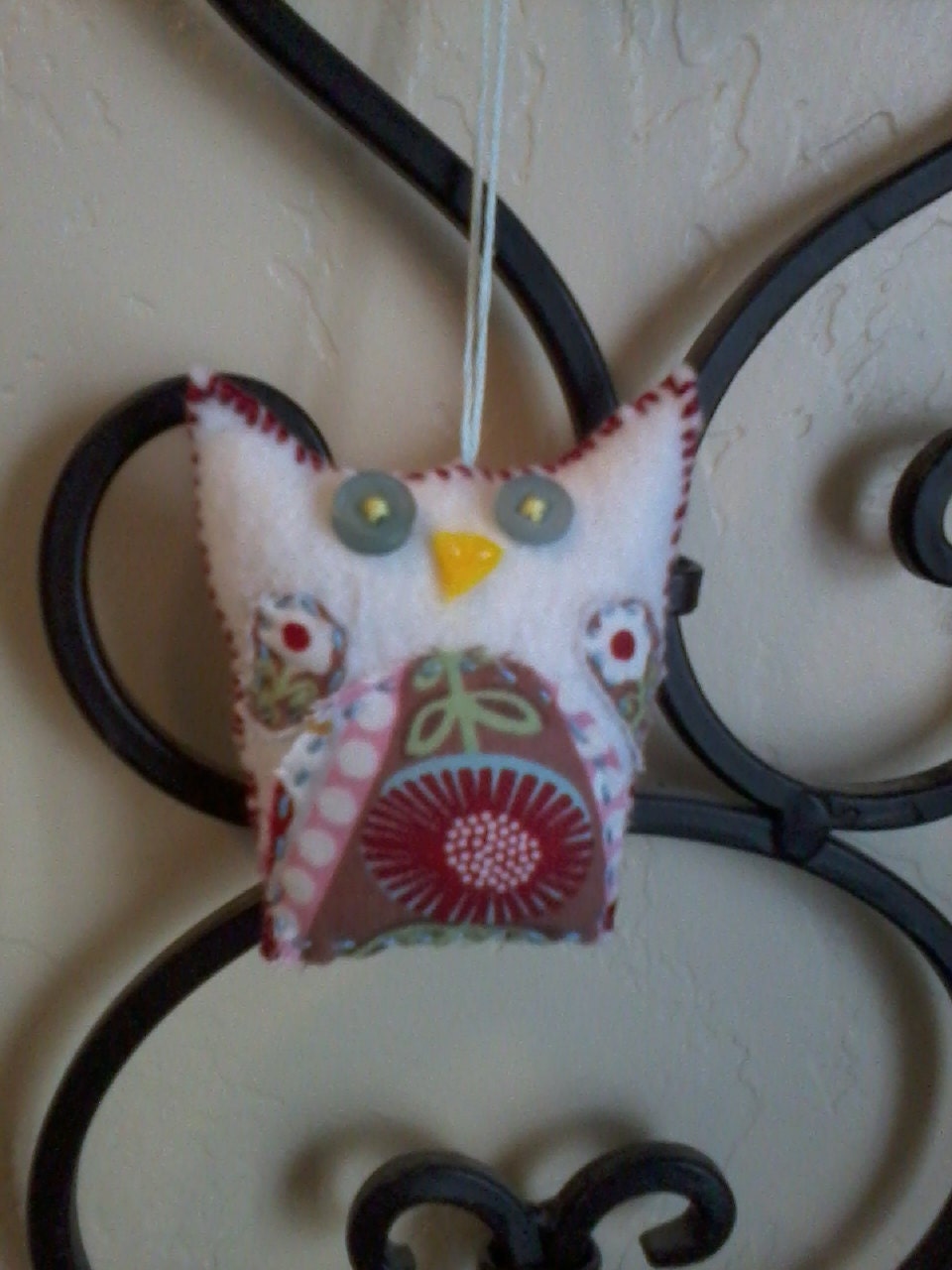 Tiny Mosaic Owl Hanging Ornament
