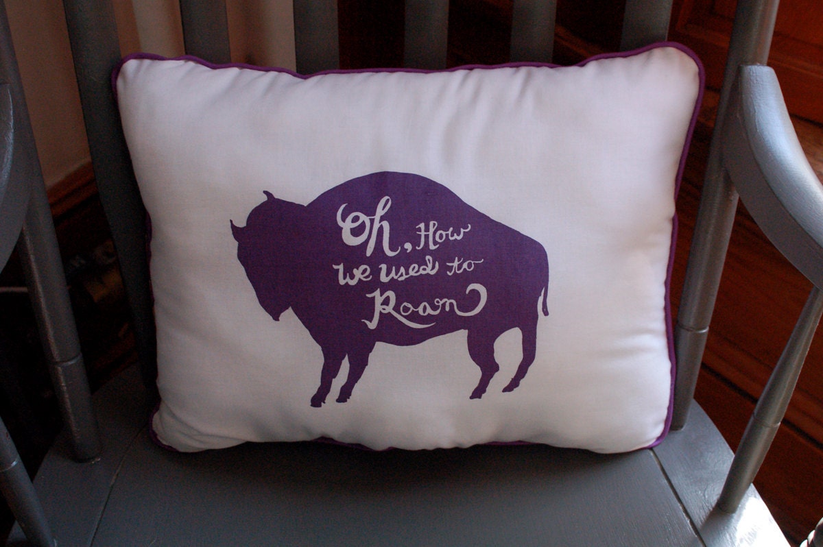 Lonely Buffalo Pillow purple and white