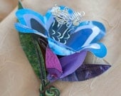 Recycled Paper Corsage - Blue Flower