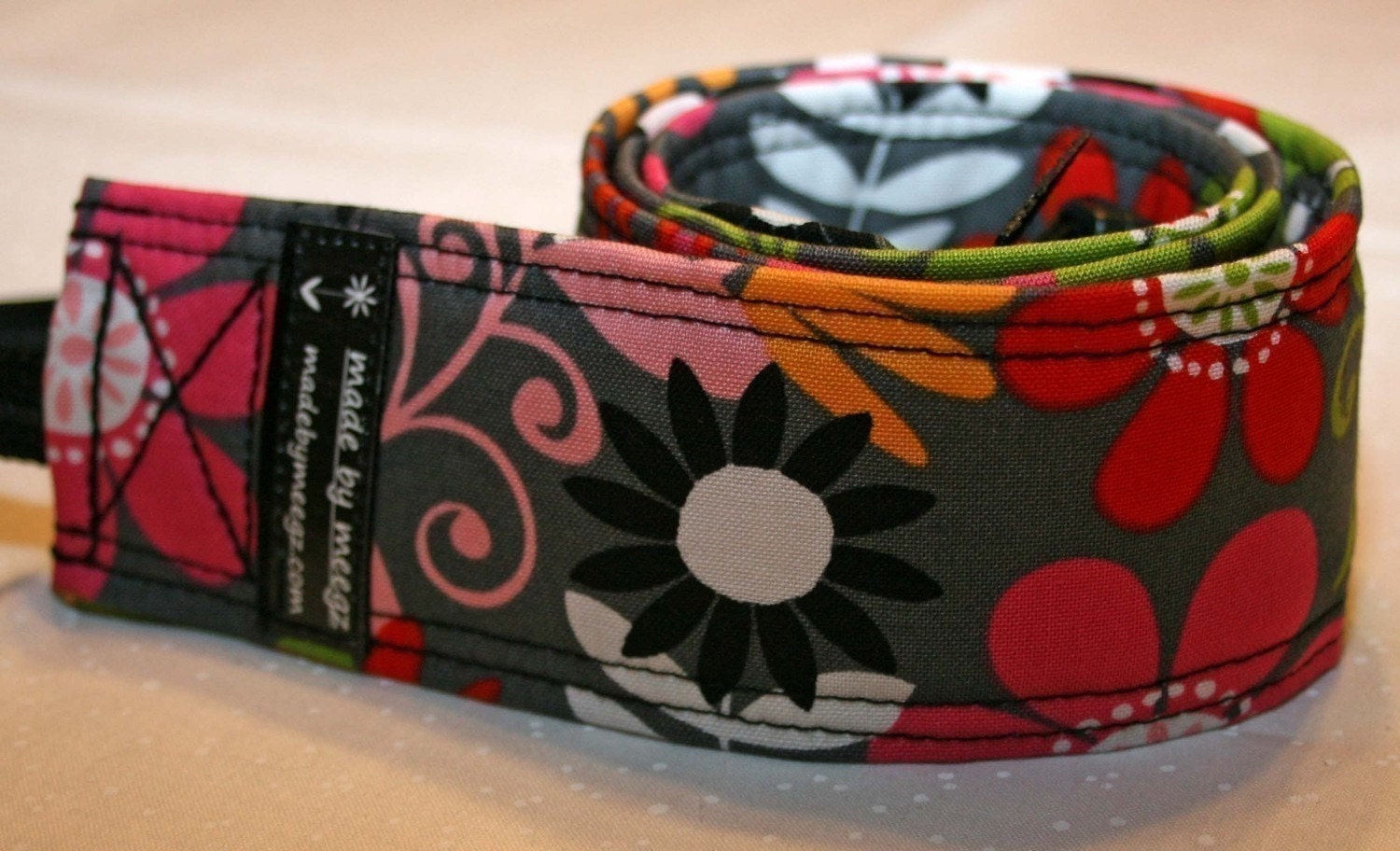 dslr Camera Strap - Garden with style - quick release - WITH LENS POCKET