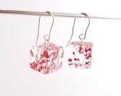 Red Resin Earrings. Floral Earrings. Pressed Flower Earrings.  Handmade Jewelry with Real Flowers - Red Baby's Breath