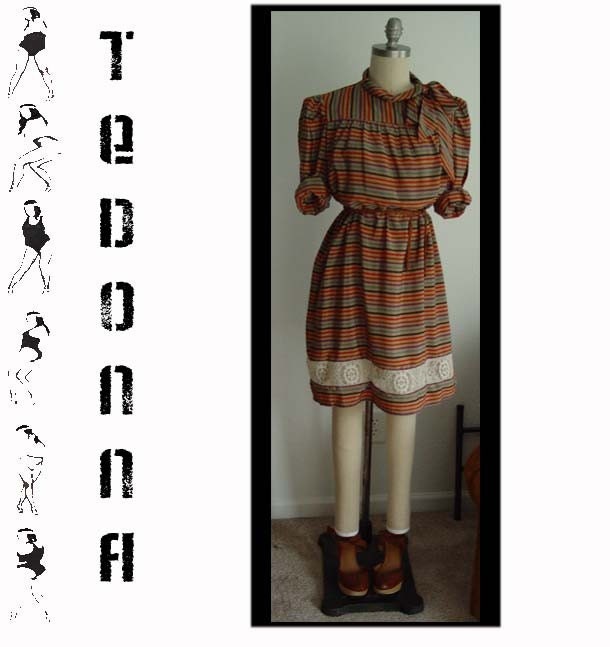 Side Neck tie striped Mini