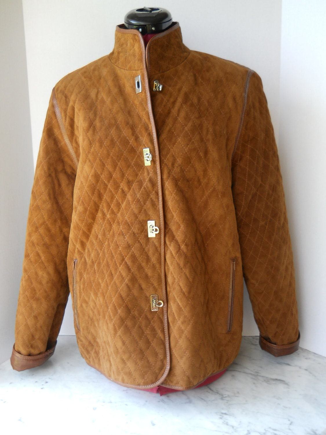 Equestrian Jacket // Quilted Suede Cigar Brown by Rossi & Caruso Argentina