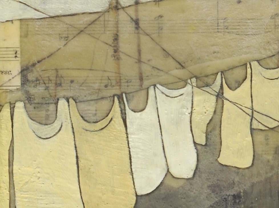 Fine Art Giclee Print of Mixed Media Encaustic Painting: beneath every building lies a history of struggle and resiliency