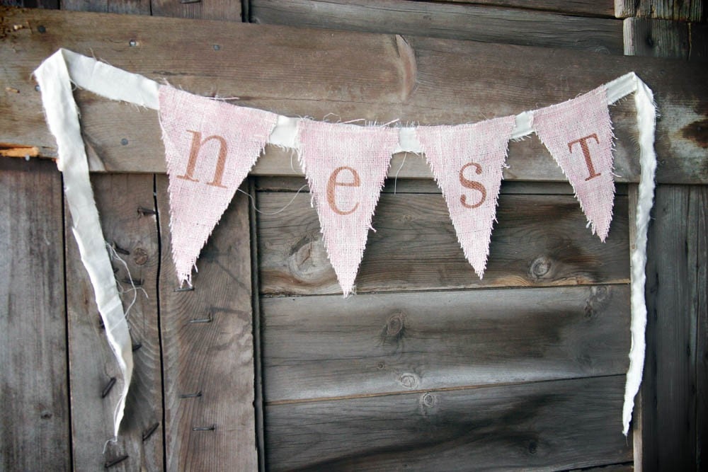 shabby 'nest'  burlap banner