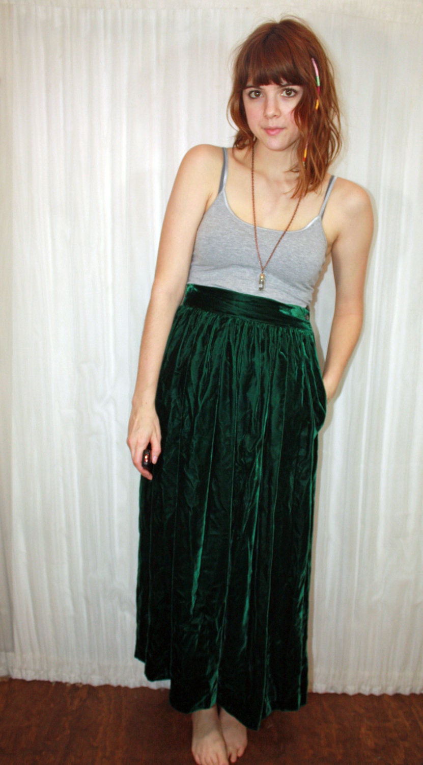 maxi skirt emerald green