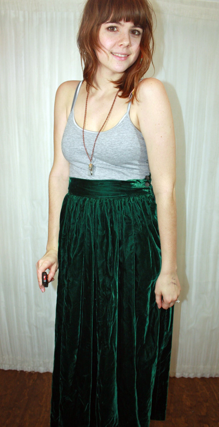 Emerald Green Velvet Maxi Skirt S Sam Wish 3242