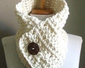Chunky Cozy Crochet OXFORD Scarf Cowl Neckwarmer CREAM WHITE Men Women Handmade Scarf Ready to Ship
