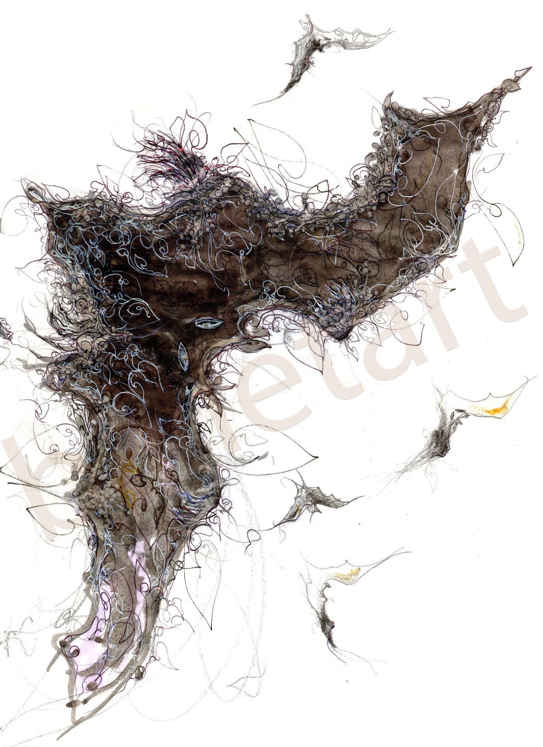 Bat Art or upside down view - wall art - print
