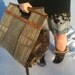 Wood Tote with recycled carpet samples and reclaimed wood.