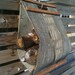 Wood Tote with recycled carpet samples and reclaimed wood.