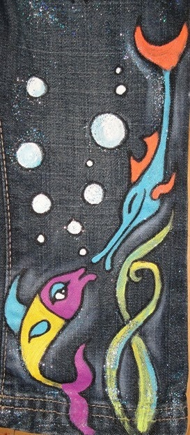 Hand Painted Fishy Jeans- Children's Sizes