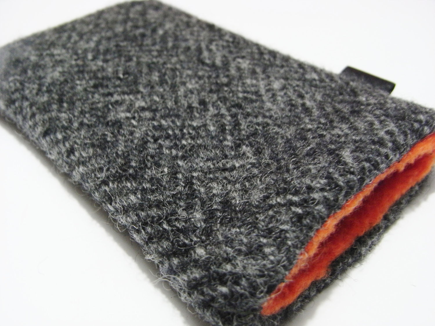 iphone 4 4s Harris Wool Cover / Gray Tweed with Orange Padding