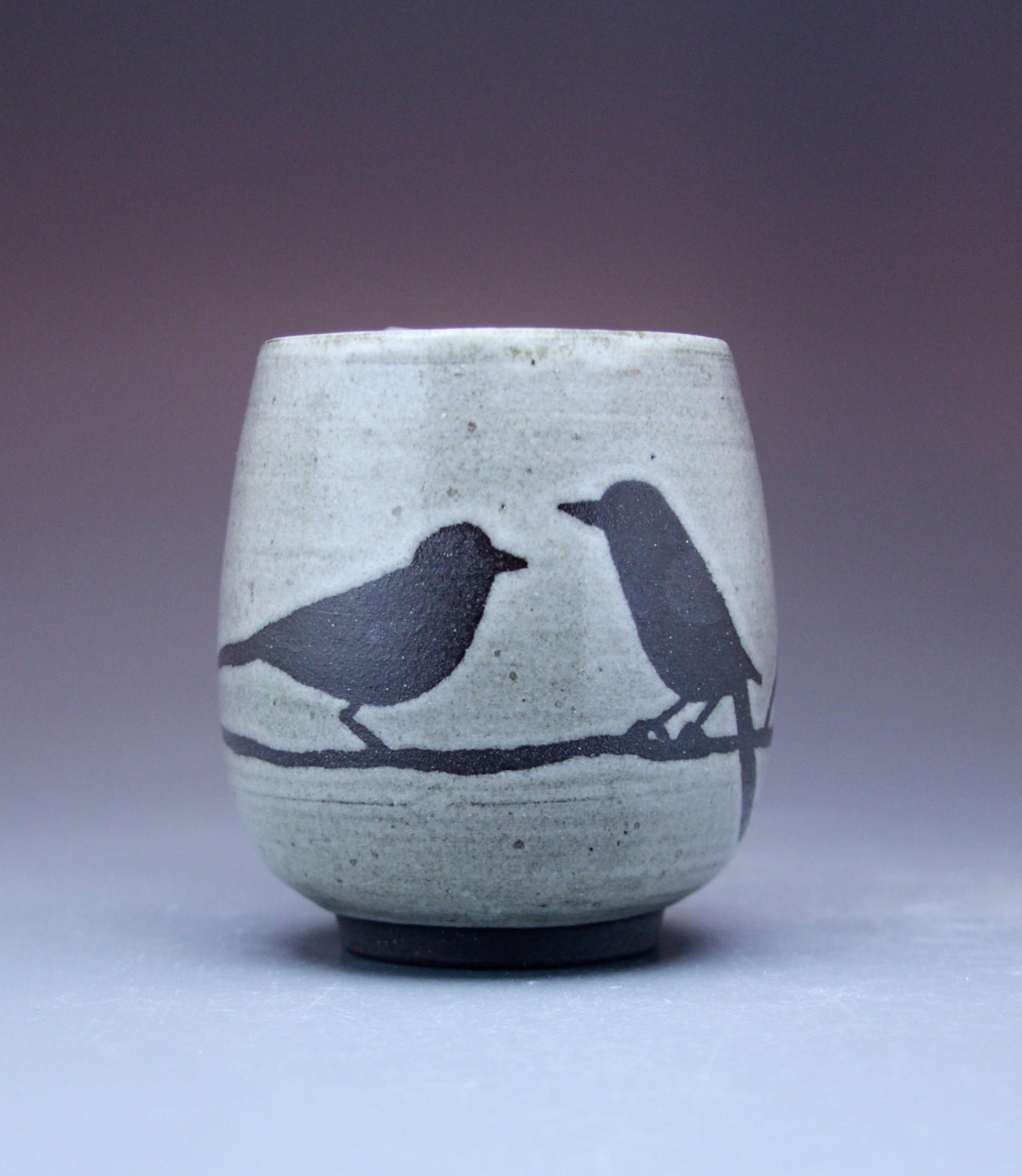 14 oz. Mug, 2 Birds, Antique White Glaze