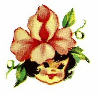 1950s Retro Style Cute Flower Girls Waterslide Decals
