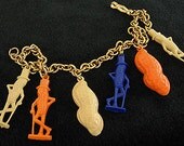 1950s Collectors old Planters MR PEANUT plastic Charm  Vintage Bracelet