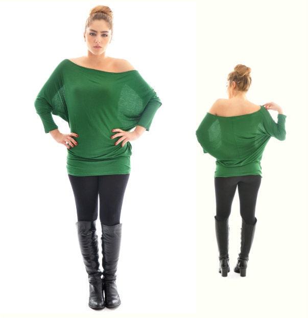 Maternity top ON SALE- Long Sleeve Tunic Top/ Oversize green cotton tunic top/ Maternity clothing/ Plus size top