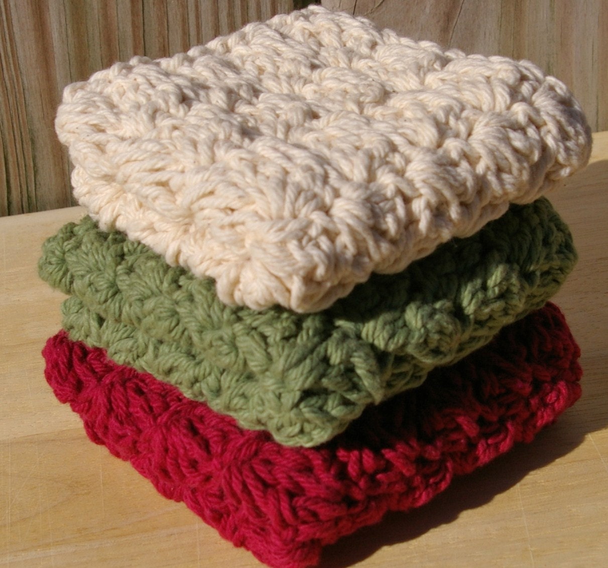 Autumn Dishcloths in Cotton Crochet Set of 3