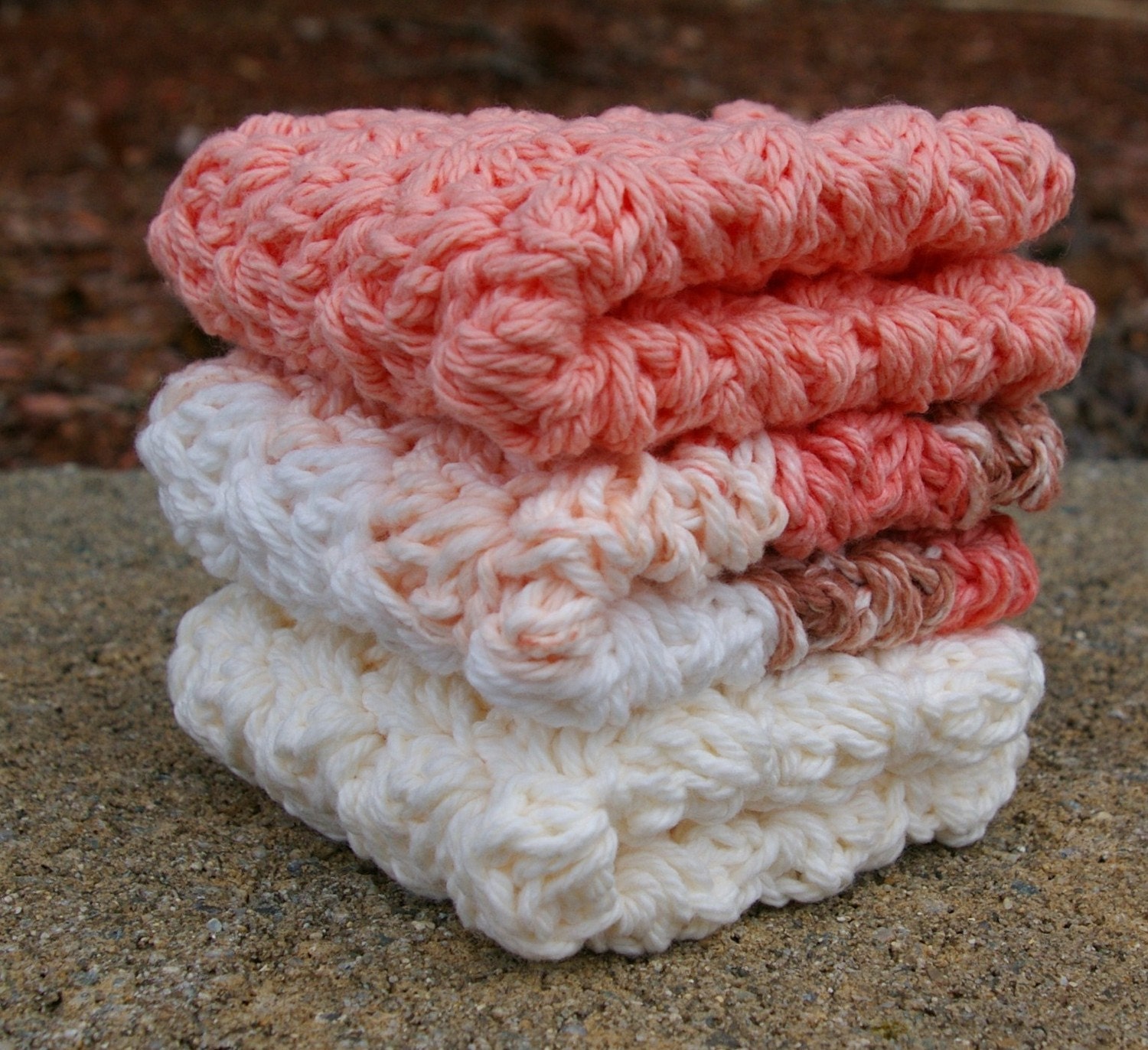 Peaches & Cream Dishcloths in Crochet Cotton - CandacesCloset