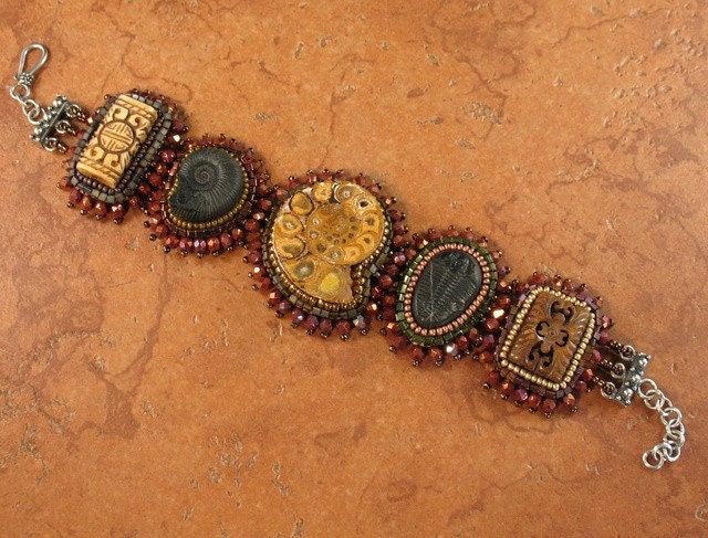Ammonite Fossils and Bone Bracelet