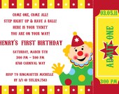 Circus Carnival Ticket  Birthday Party Invitation