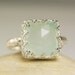 Sterling Silver Chalcedony Ring, Natural Aqua Stone, Crown of Hearts, Faceted Genstone-made to order in your size