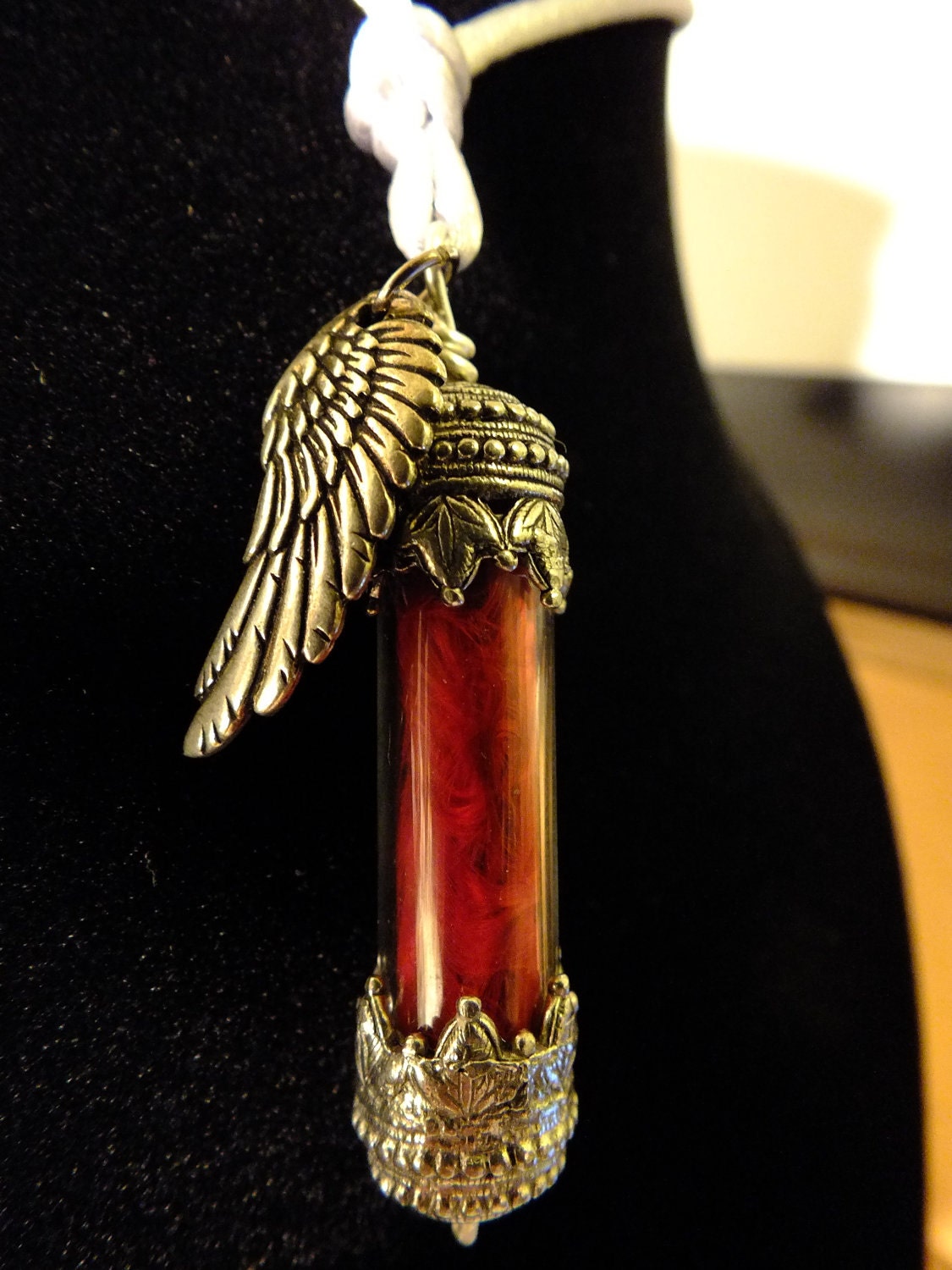 Final Fantasy Phoenix Down Necklace, Real Pewter Wing Accent