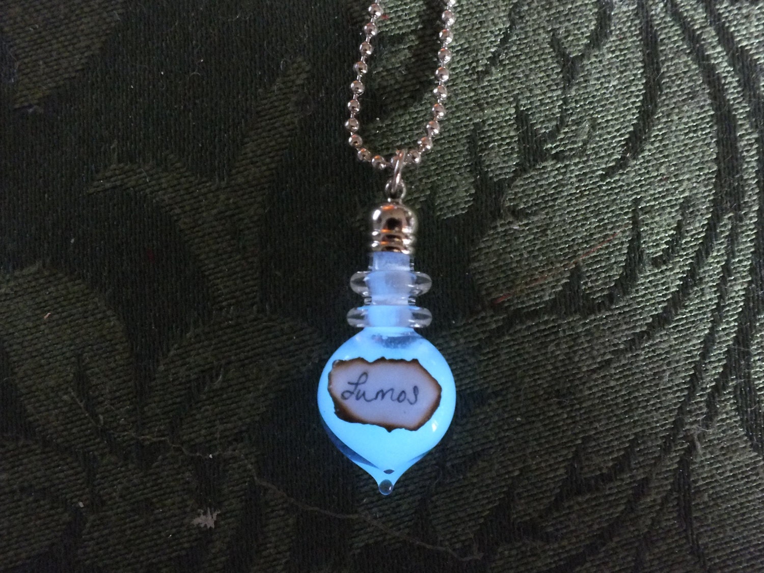 Harry Potter Lumos Glow In The Dark Glass Bottle Necklace