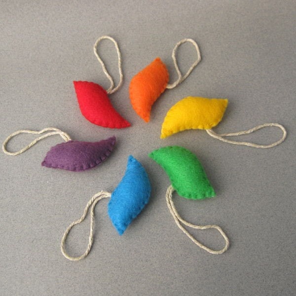 Rainbow Felt Bird Ornaments Recycled set of 6