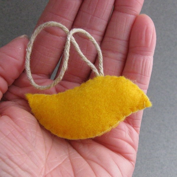 Ornament Small Bird Eco-Friendly Felt Christmas Recycled Golden Yellow