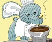 Chef Hellephant Whimsicle Illustration 4x6 Print